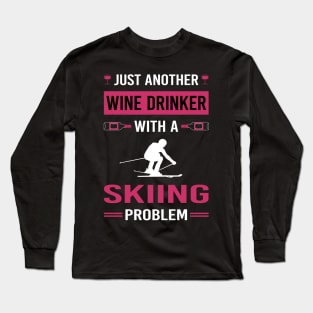 Wine Drinker Skiing Ski Skier Long Sleeve T-Shirt